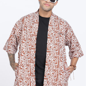 Terracotta Maze Kimono Shrug